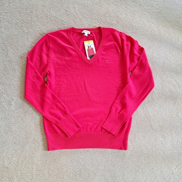 Calvin Klein Jeans V-Neck Sweater Women's Small Pink Cotton Knit Top NWT - Picture 10 of 10